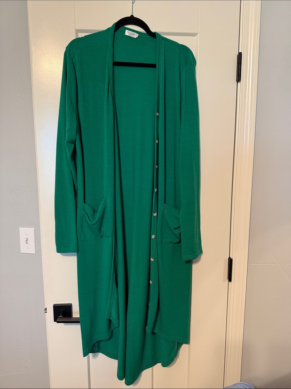 Nally & Millie Green Long Button-Front Cardigan